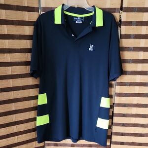 NWOT! Psycho Bunny Men's Black Polo Shirt with Neon Accents